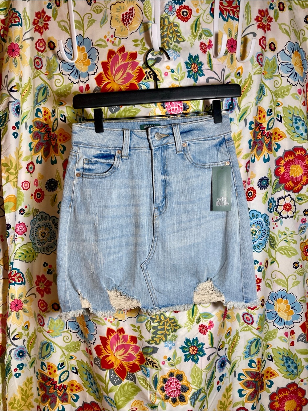 Wild Fable Light Blue Distressed Denim Mini Skirt Size 0